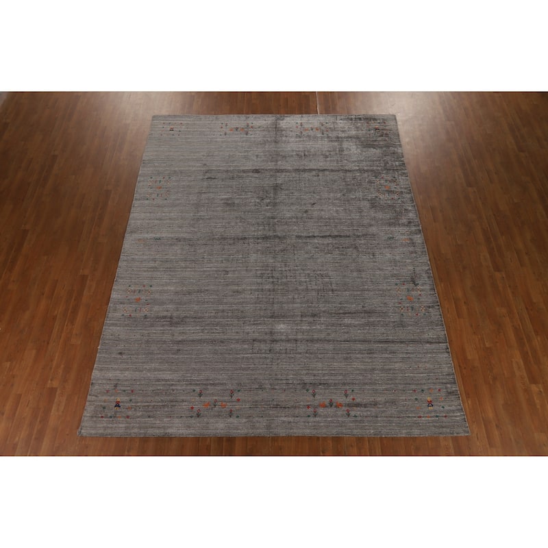 Hand Knotted Oriental 100% Wool Carpet Tribal Tribal Greys & Charcoal Gabbeh Area Rug - 11' 4'' X 8' 11''