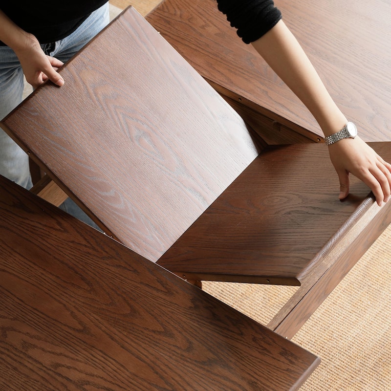 Oak Rounded Corner Extending Dining Table