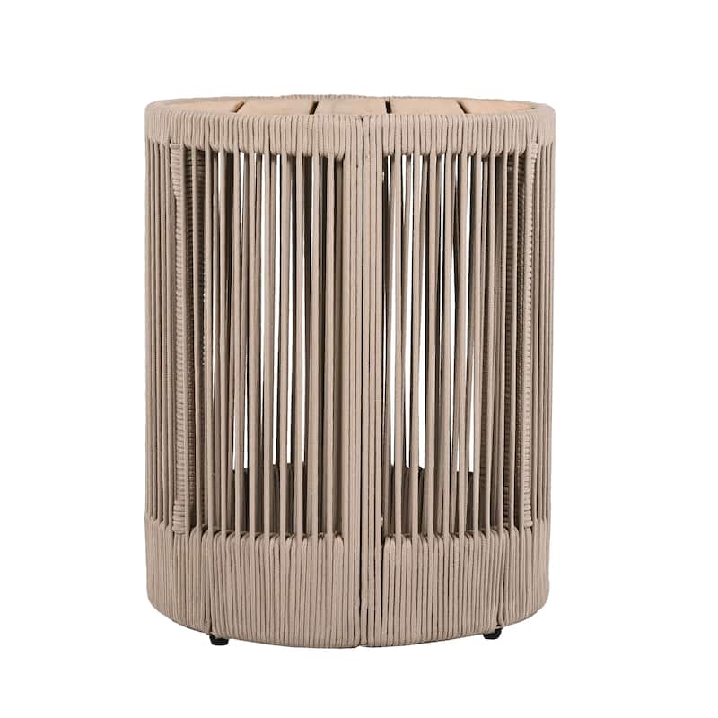 Weatherproof Outdoor Rattan & Acacia Wood Side Table