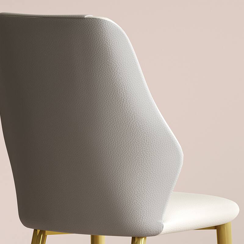 Set of 2 dining chairs, high-quality PU leather seats, with gold-plated painted carbon steel legs and ergonomic backrests