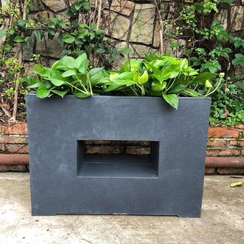 Durx-litecrete Lightweight Concrete Slate Granite Window Box Planter - 29.5'x11'x21.1'