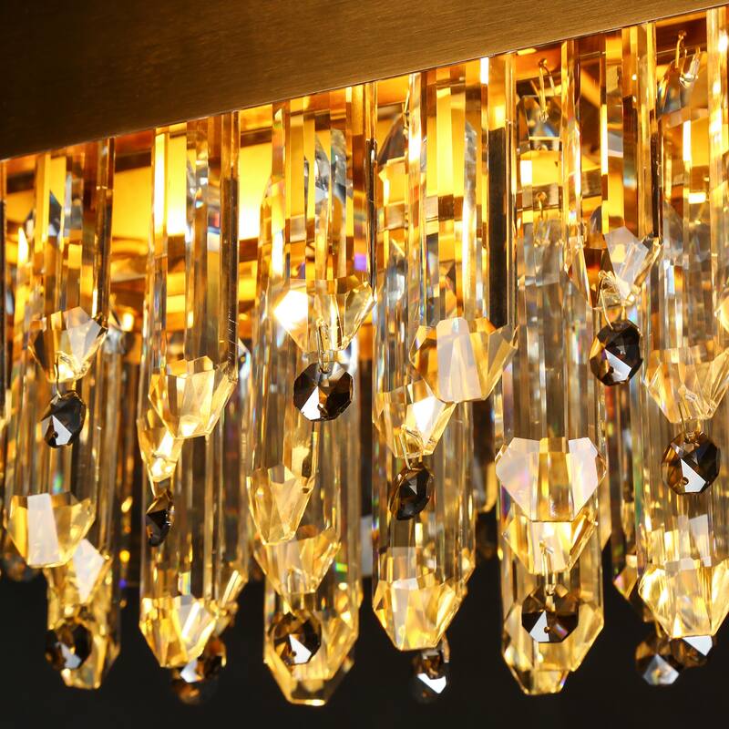 Modern Glam 10-Light Crystal Chandelier Gold Island Lights for Kitchen Island