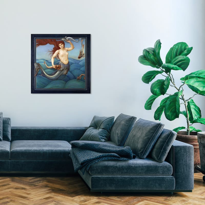 Wynwood Studio Canvas Fantasy and Sci-Fi A Sea Nymph by Sir Edward Burne Jones Blue and Teal Traditional Wall Art Canvas Print - 30 x 30