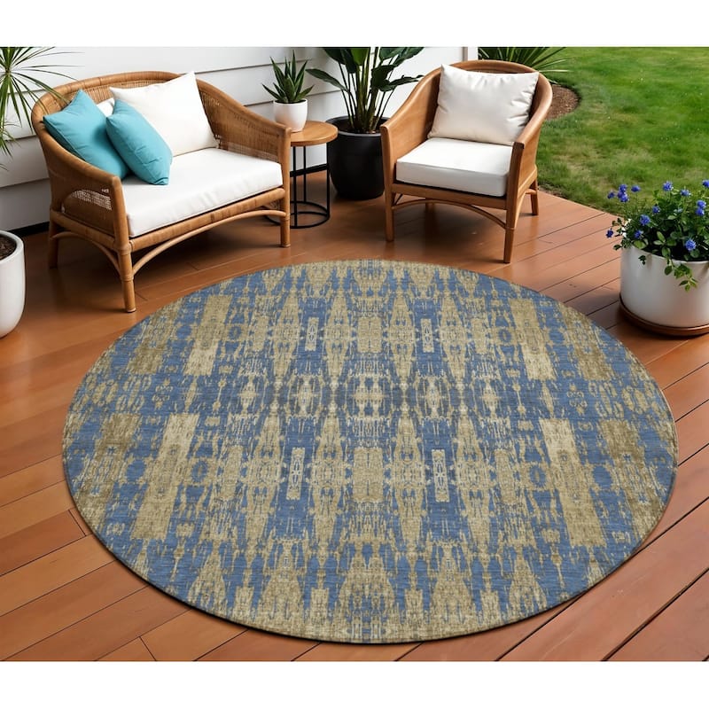 HomeRoots Moroccan Transitional Rectangle Outdoor Rug - 8' Round
