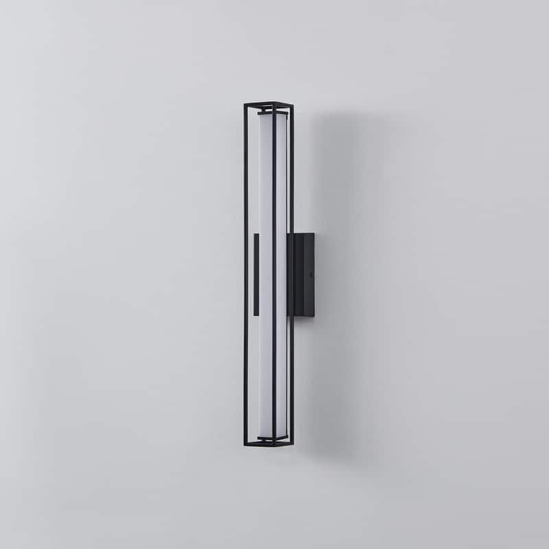 KAWOTI Geometric LED Vanity Light with Frosted Acrylic Shade - W24" x E4" x H4.25"