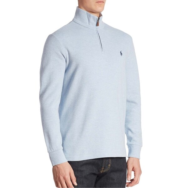 light blue half zip sweater