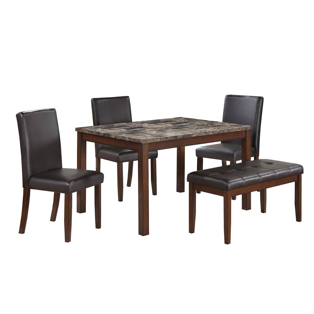5 Piece Upholstered Dining Set with Bench