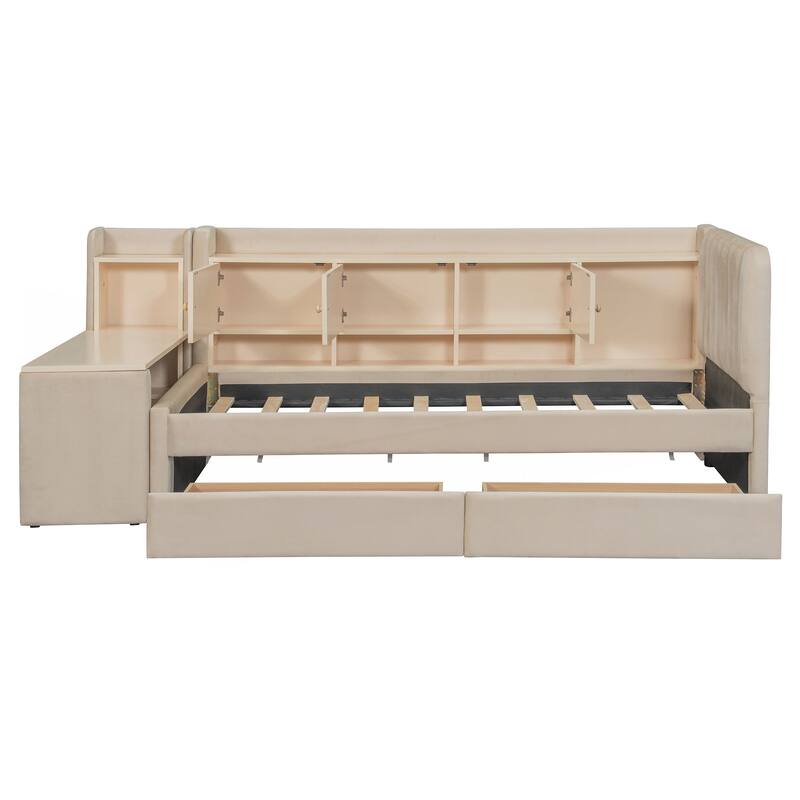 Twin Size Upholstered Daybed with Drawers
