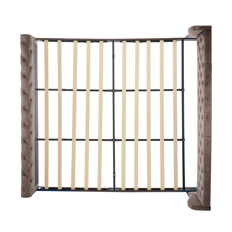 Christopher Knight Home - Amara Traditional Velvet Upholstered Sleigh Bed with Wingback Headboard & Scroll Footboard, King Size