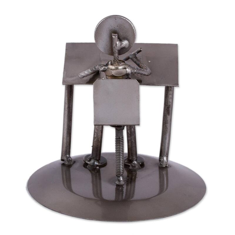 NOVICA Upcycled metal auto part sculpture, 'Artist'