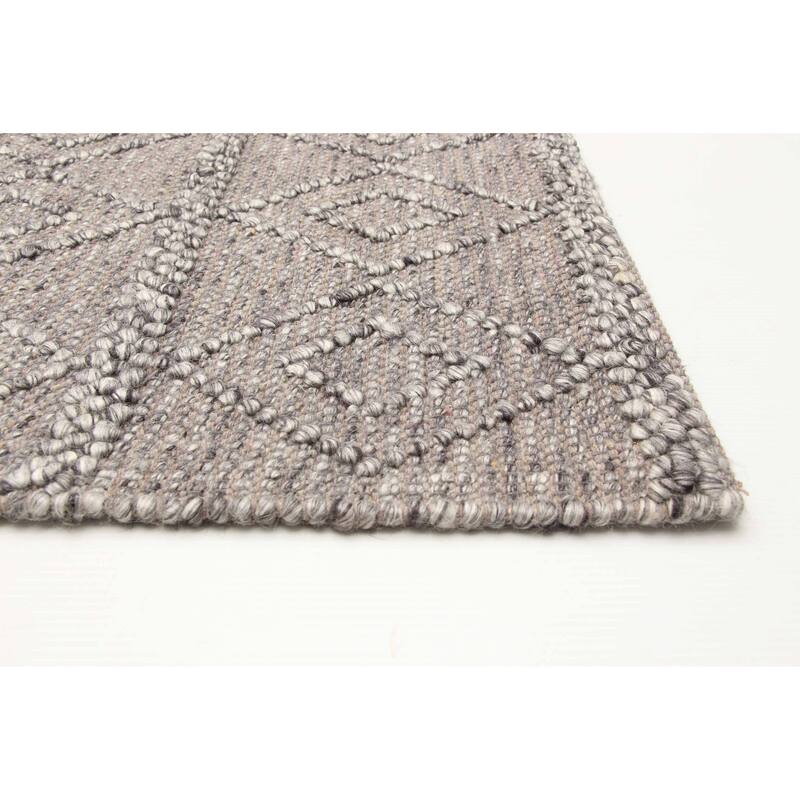 ECARPETGALLERY Braid weave Sienna Grey Wool Rug - 6'0 x 8'9