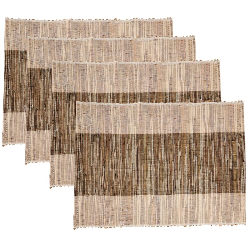 Shimmering Placemats With Banded Design (Set of 4) - 14"x19"