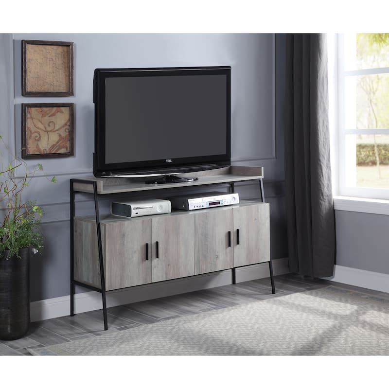 52" Industrial TV Stand with Shelf & Metal Legs - Oak