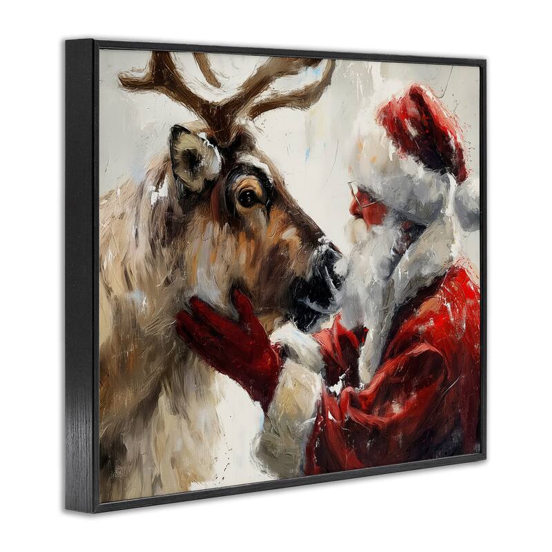 Stupell Traditional Santa & Reindeer Framed Giclee Art Design By Arlington Prints