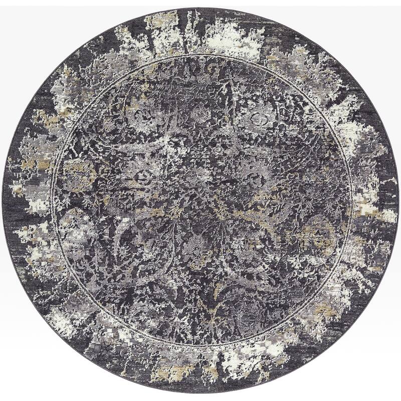 Livabliss Gakko Traditional Area Rug - Black - 6'7" x 6'7"