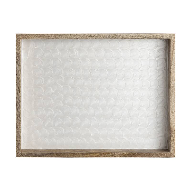 Mango Natural Wood Tray With White Pearl Enamel