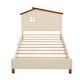 preview thumbnail 4 of 7, Twin Size Wood Platform Bed with House-shaped Headboard, Cream
