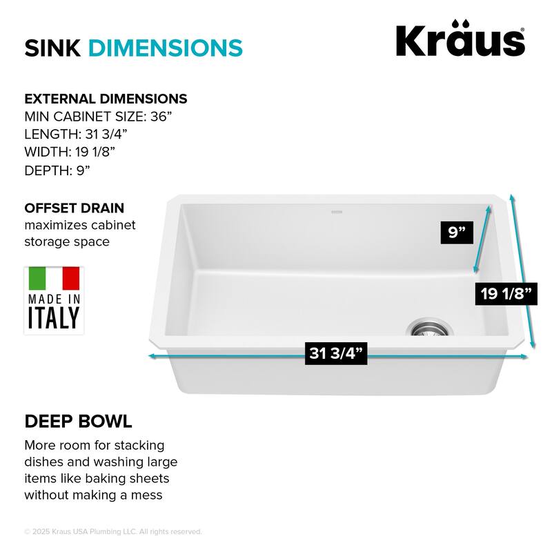 Kraus Forteza� 31-3/4" Composite Granite Kitchen Sink for Undermount