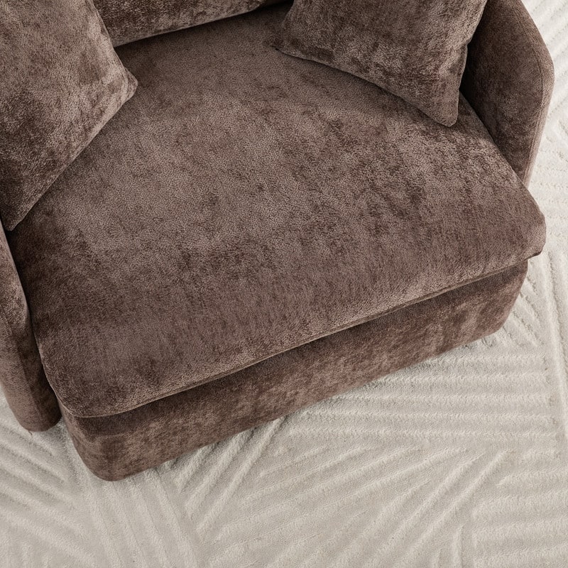 46" Chenille Upholstered Sofa Swivel Chair