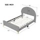 preview thumbnail 37 of 52, Twin/Full Size Velvet Bed Frame with Classic Semi-circle Shaped Headboard, Upholstered Platform Bed w/ Metal Legs for Kids Teens
