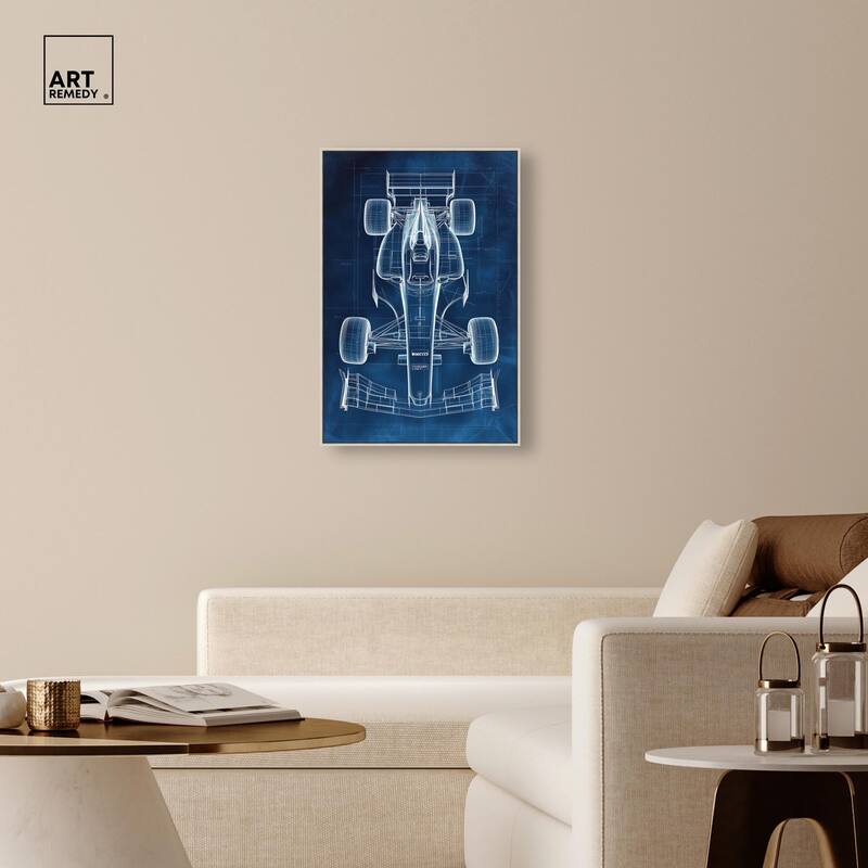 Race Car Blueprint Canvas by Art Remedy