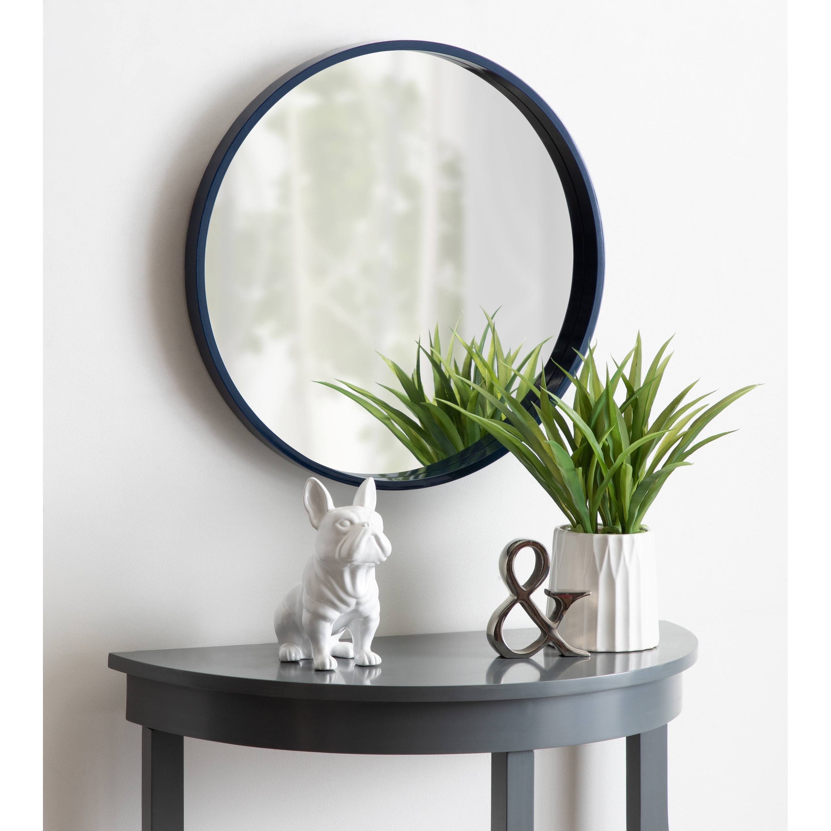 Kate and Laurel Travis Modern Wall Mirror, 18 x 24, Navy Blue, Transitional Rectangle Mirror for Wall - 4