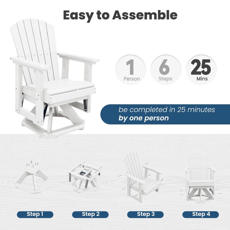 HDPE Adirondack Swivel Glider, Outdoor Patio Chair