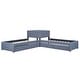 preview thumbnail 15 of 14, L-Shaped Twin Platform Bed with Trundle, Drawers, and Desk, Solid Wood Frame, Grey
