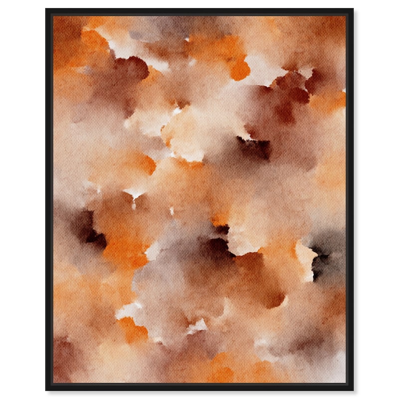 Art Remedy Dried Peach In Caramel Syrup Framed Watercolor Boho Abstracts - 21 x 25 - Black
