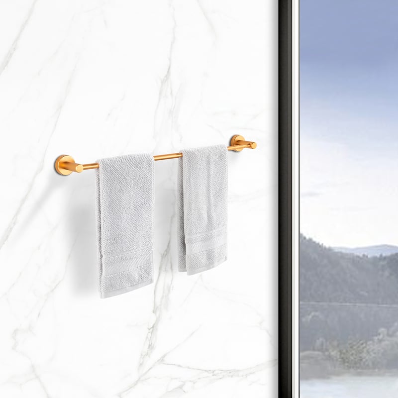 Adjustable Expandable Towel Bar for Bathroom Thicken Space Wall Mount - Brushed Gold