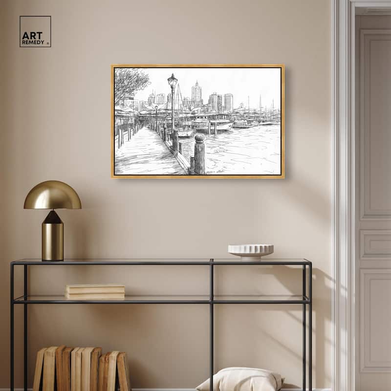 Harbour City Ink Canvas by Art Remedy