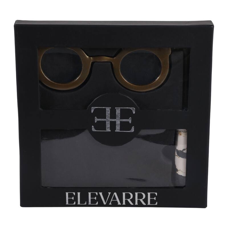 Eyeglass Magnifying Glass with Marble Handle Sculpture - 9"