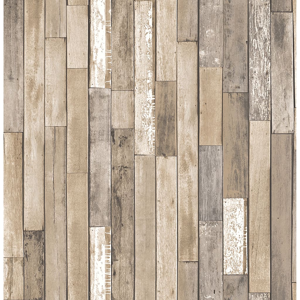 Brewster Barn Board Brown Thin Plank Wallpaper - 20.5 x 396 x 0.025