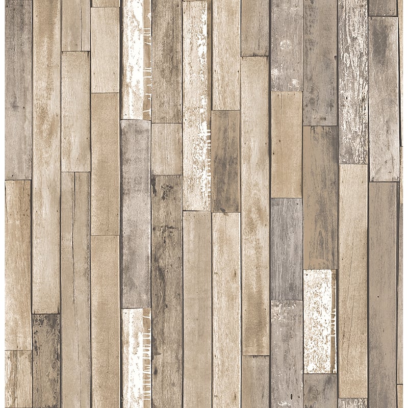 Brewster Barn Board Brown Thin Plank Wallpaper - 20.5 x 396 x 0.025