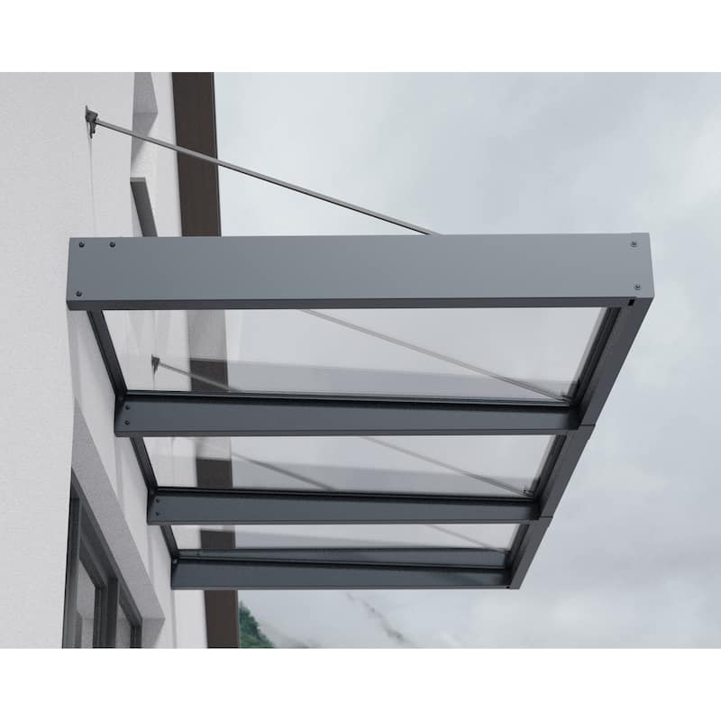 Sophia XL 5 ft. Door Awning Kit - Grey Structure & Clear Panels