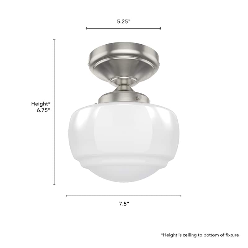 Hunter Saddle Creek 1 Light Contemporary Schoolhouse Flush Mount Ceiling Light - Bathroom, Hallway, Bedroom, Entry - Damp Rated!