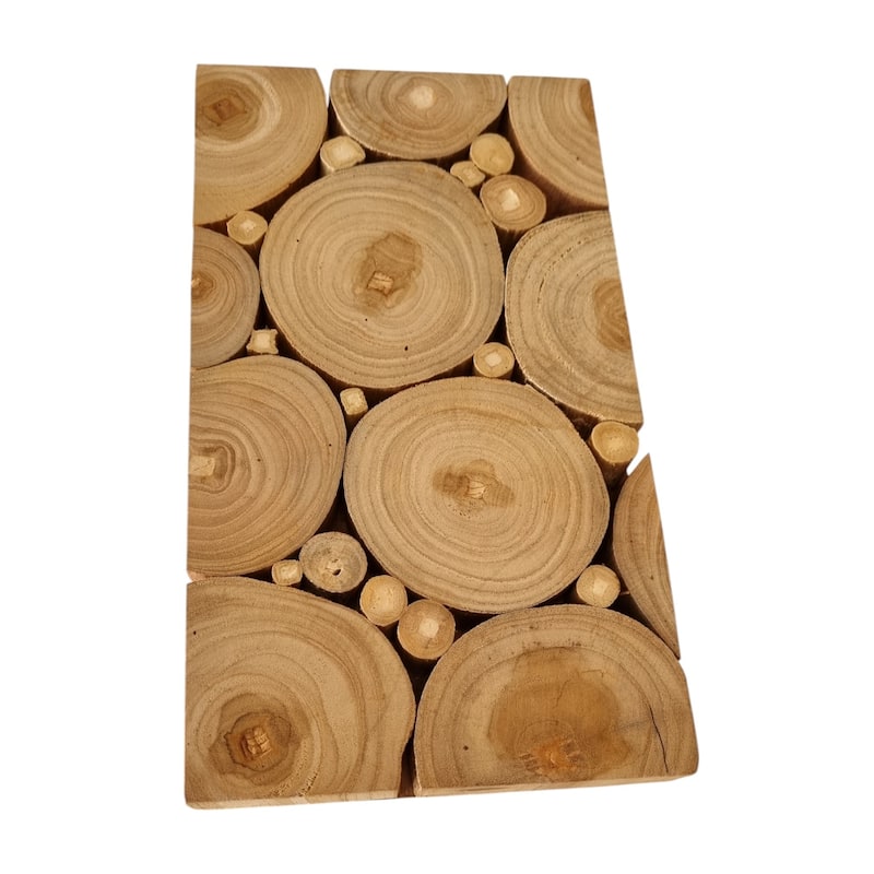 HomeRoots Natural Tree Stump Slice Teak Reclaimed Wood Decorative Wall Panels - 47.75' X '11.75' X '1