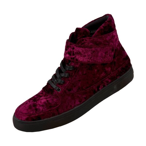 Shop Sio Mens Crushed Velvet High Top Sneaker Lace Up Casual