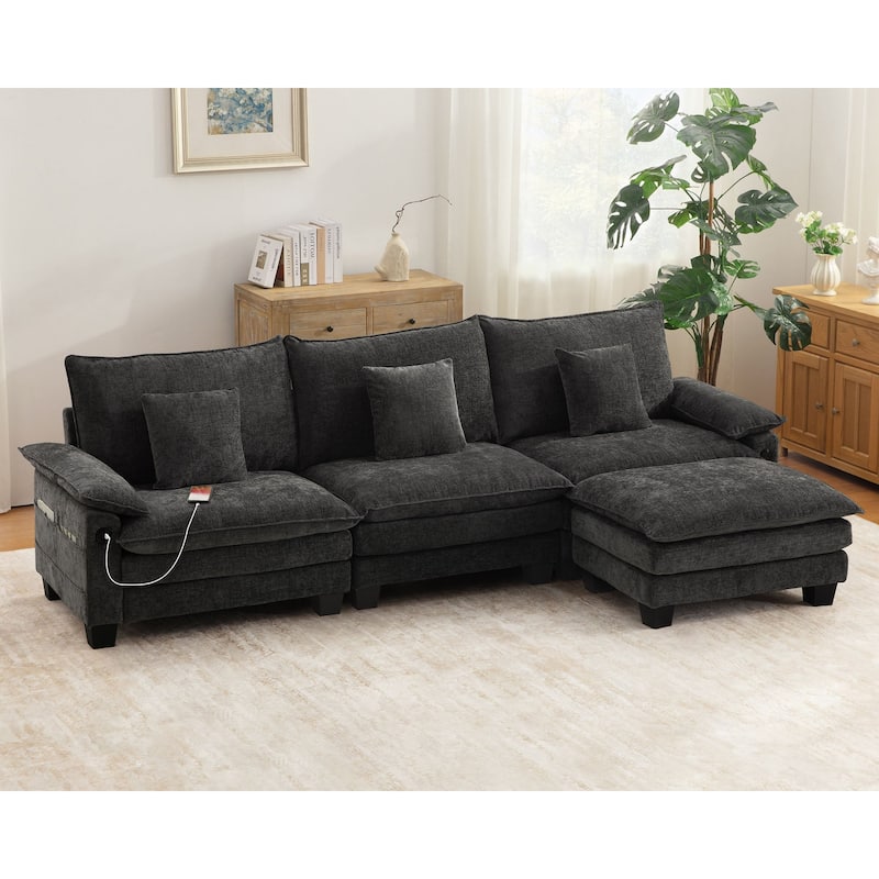 Living Room Furniture Sets, Modular Sectional Sofa Set with Ottoman for Living Room, Convertible Sofa Couch