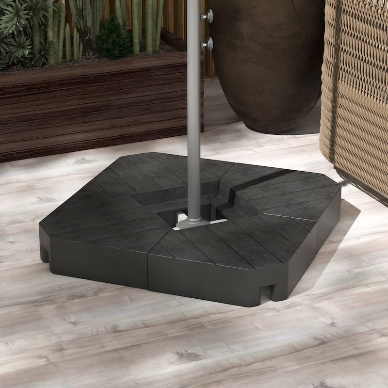 4-Piece Patio Cantilever Umbrella Base Weight Set, 132 lb. Water or 176 lb. Sand Capacity, Black