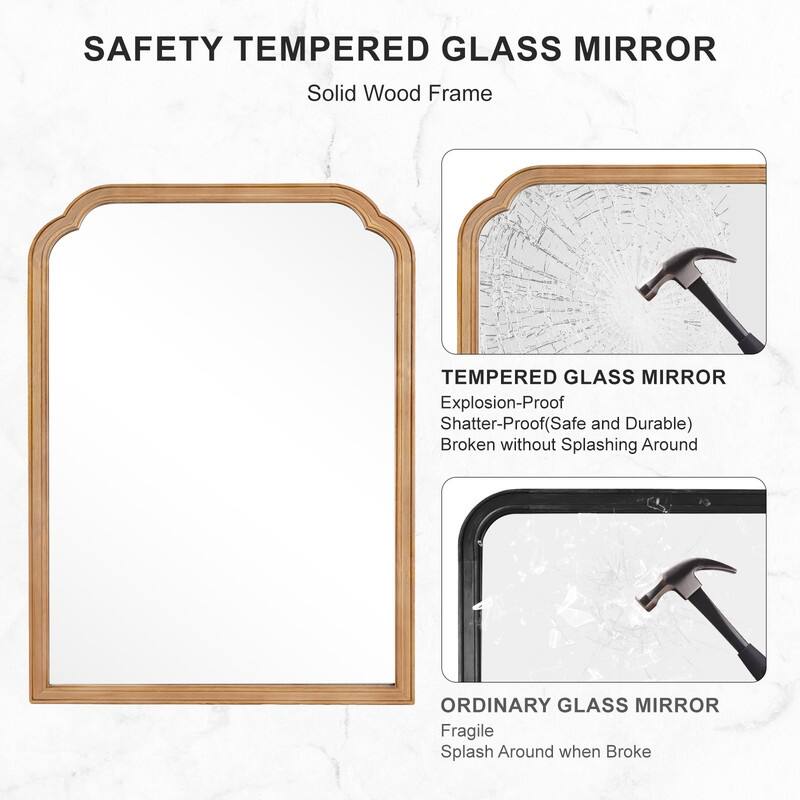 Top Corner Scalloped Rectangle Decorative Farmhouse Wall Mirror