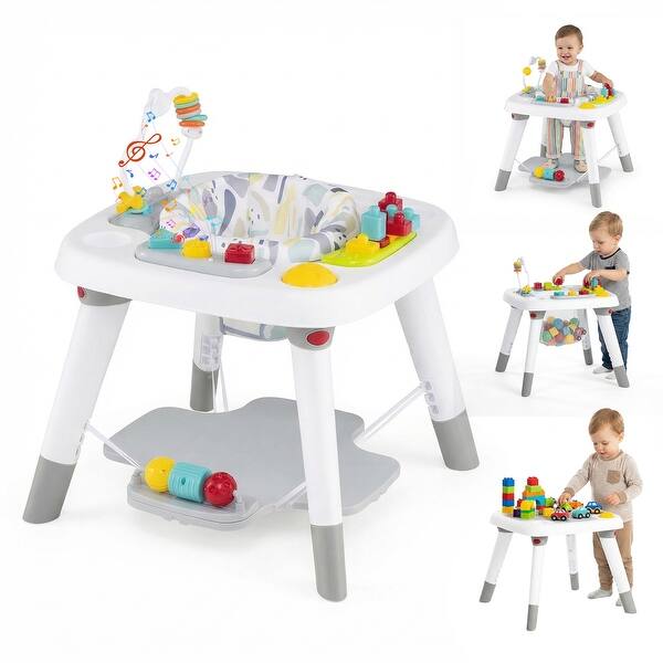 slide 2 of 10, Gymax 6-in-1 Baby Activity Center w/Height Adjustable Board Detachable - Gray & White Gray & White