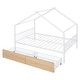 preview thumbnail 44 of 50, Twin/Full Size Metal House Bed with Two Drawers on Wheels, Kids Platform Bed with Roof Frame