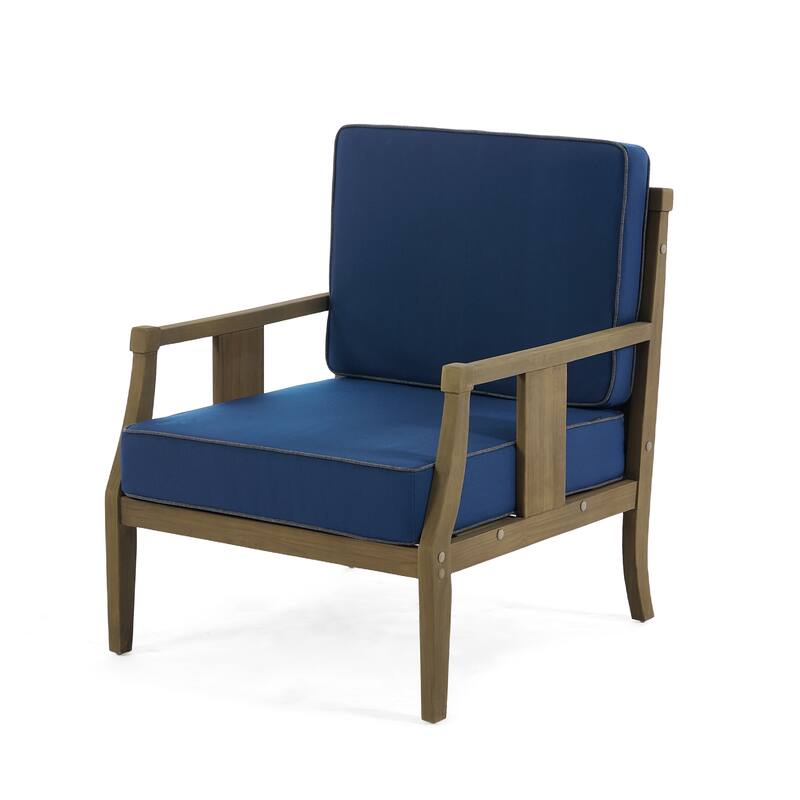 3-Piece Teak Wood Outdoor Armchair Set with Side Table, Cushions, Patio Seating Sets