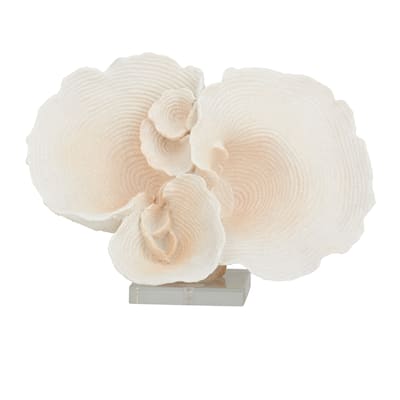 Polystone Coral Sculpture - White - Roche River Decor - 6"W x 13"L x 9"H