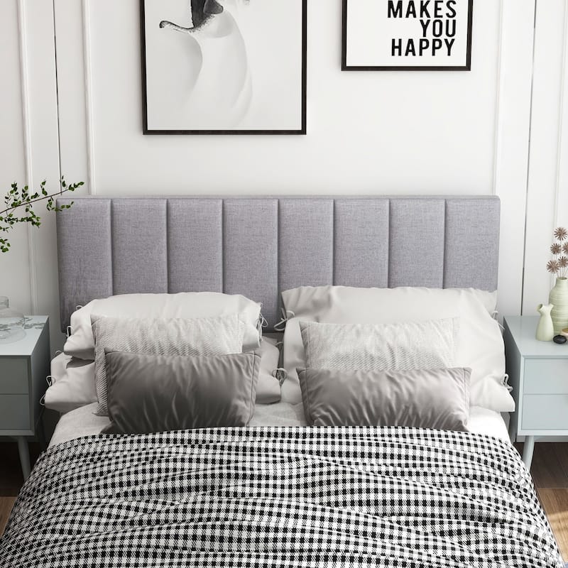 Linen Upholstered Headboard for Full and Queen Size Bed Frames