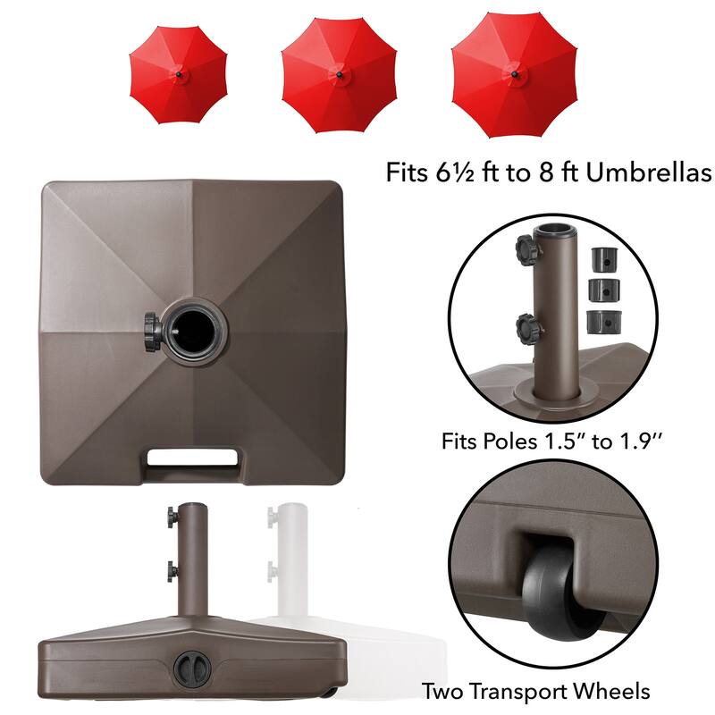 Fillable Mobile Umbrella Base Stand w Wheels for Patio Lawn Deck - 20"
