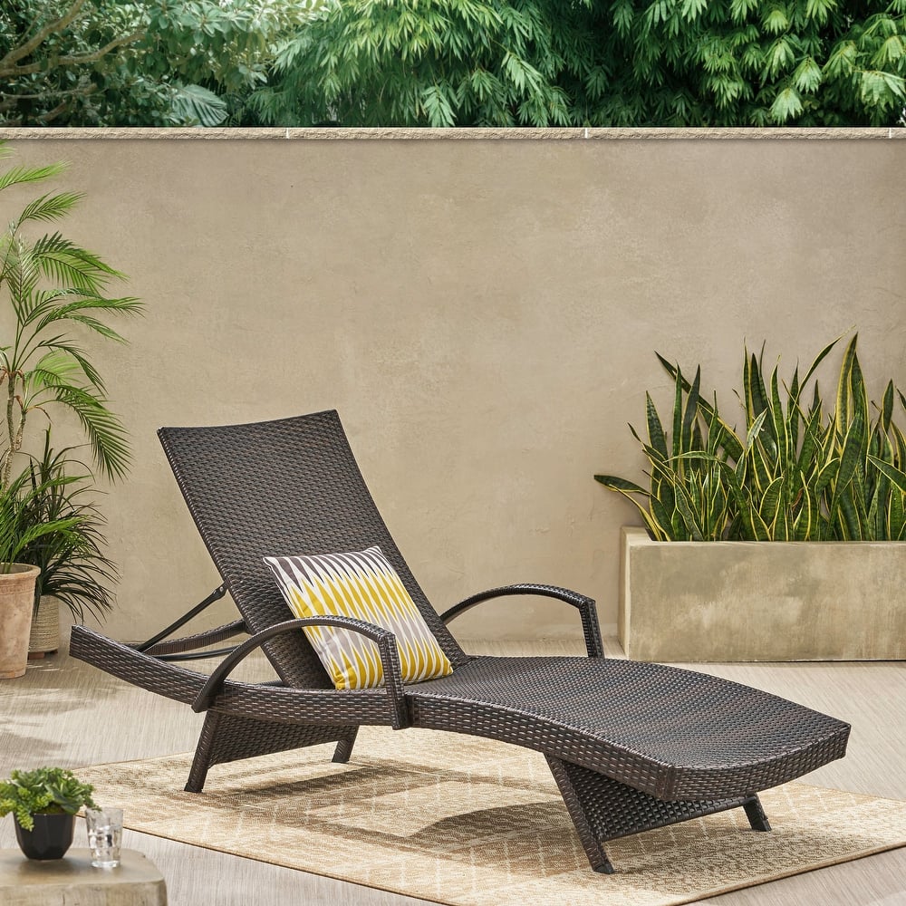 Toscana Outdoor Wicker Armed Chaise Lounge Chair by Christopher Knight Home