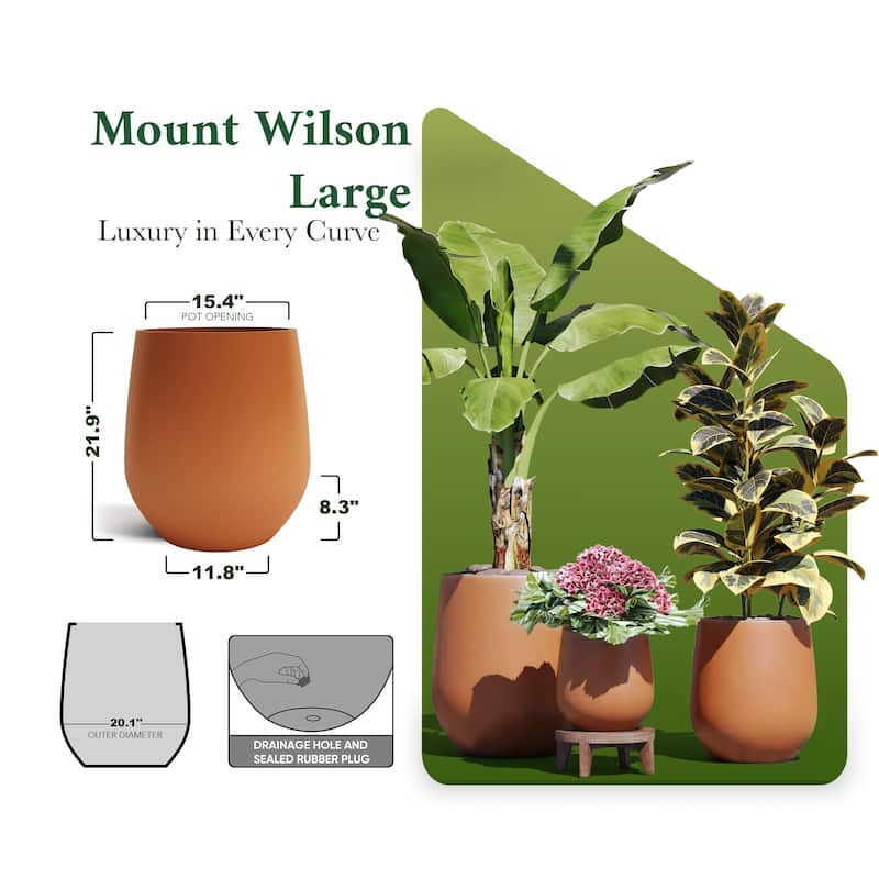 DTY Signature Mount Wilson 1-Piece Fiberstone Tapered Planter for Indoor/Outdoor, Black