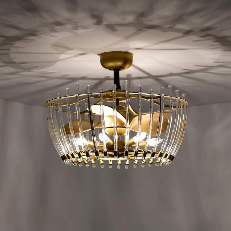 Anita 25-inch Matte Gold 6 Lights 3 Blades Lighted Ceiling Fan with Remote